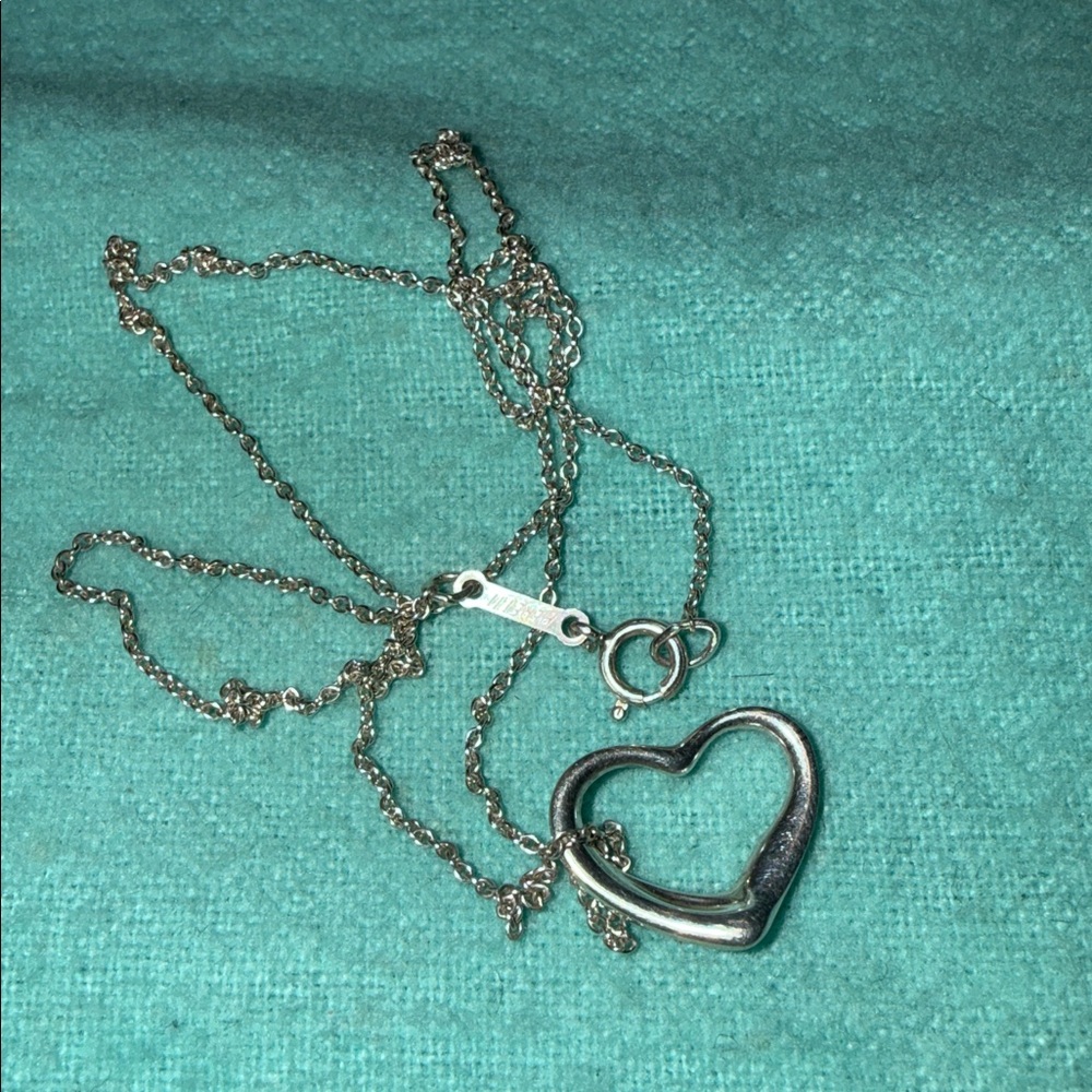 Tiffany & Co. Silver Small Open Heart Necklace